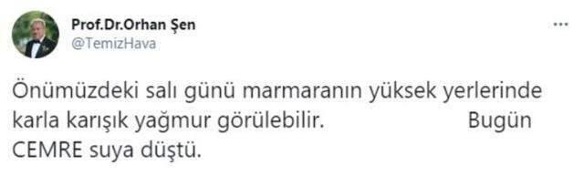 'Bugün cemre suya düştü' diyen Prof. Dr. Orhan Şen'den kar yağışı uyarısı: Önümüzdeki salı gününe dikkat