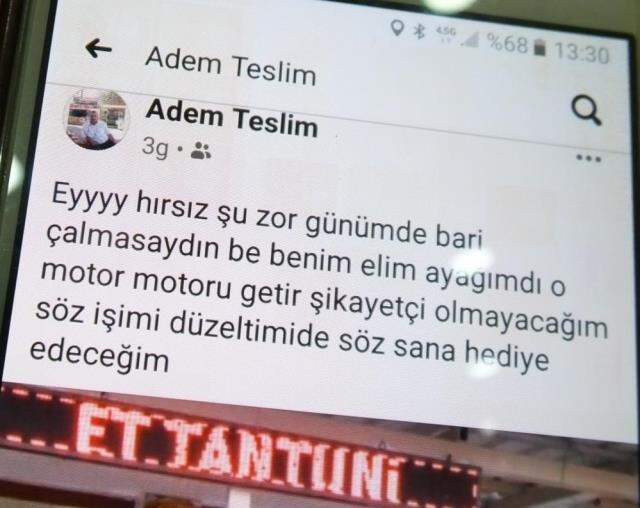 Balıkesirli lokantacı, motorunu çalan hırsızın insafa gelmesini bekliyor: Motoru getir, söz işler düzelince hediye edeceğim Balıkesirli lokantacı, motorunu çalan hırsızın insafa gelmesini bekliyor: Motoru getir, söz işler düzelince hediye edeceğim
