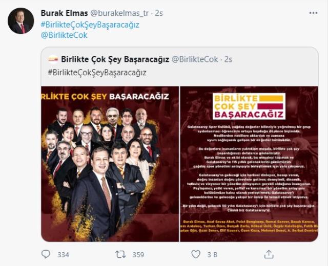 Galatasaray başkan adayı Burak Elmas, 'Birlikte çok şey başaracağız' sloganıyla ekibini duyurdu