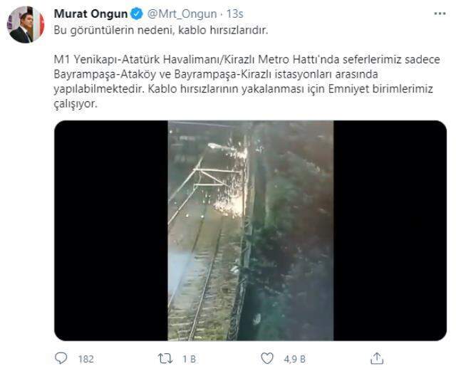 İstanbul'daki metro seferlerini durduran olayın nedeni kablo hırsızları çıktı İstanbul'daki metro seferlerini durduran olayın nedeni kablo hırsızları çıktı