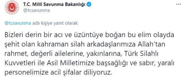 Türkiye şehitlerine ağlıyor! Yüreğimizi yakan kaza sonrası başsağlığı mesajları geliyor