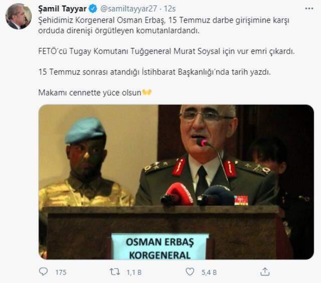 Helikopter kazasında şehit olan Korgeneral Osman Erbaş, 15 Temmuz gecesi FETÖ'cü isim için vur emri çıkarmıştı