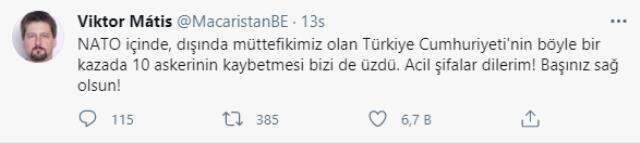 Türkiye'yi yasa boğan helikopter kazası sonrası dünyadan başsağlığı mesajları yağdı