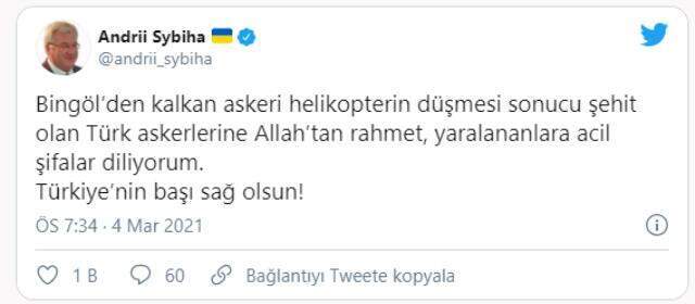 Türkiye'yi yasa boğan helikopter kazası sonrası dünyadan başsağlığı mesajları yağdı