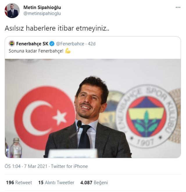 Fenerbahçe Sportif Direktörü Emre Belözoğlu'nun istifa ettiği iddiası