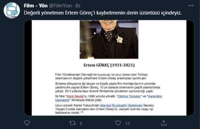 Türk sinemasına iz bırakan usta yönetmen Ertem Göreç yaşamını yitirdi