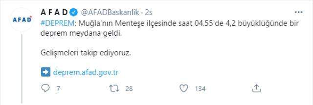 Muğla'da 4,2 büyüklüğünde deprem Muğla'da 4,2 büyüklüğünde deprem