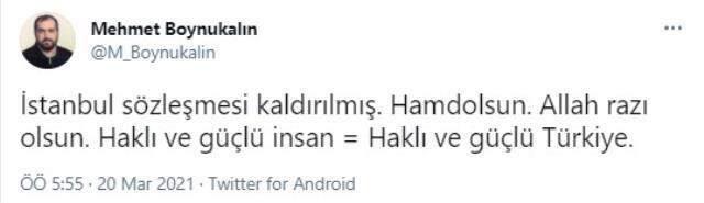Türkiye'nin İstanbul Sözleşmesi'nden çekilmesi sonrası Ayasofya İmamı Boynukalın'dan dikkat çeken paylaşım