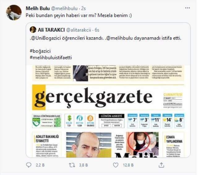 Melih Bulu, Boğaziçi Üniversitesi rektörlüğünden istifa ettiği iddialarını yalanladı