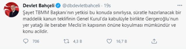 MHP'li Yönter'den Gergerlioğlu'nun gözaltına alınmasıyla ilgili paylaşım: Genel Başkanımızın çağrısı karşılık buldu