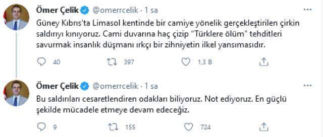 AK Parti'li Çelik'ten GKRY'deki cami saldırısına kınama: Not ediyoruz AK Parti'li Çelik'ten GKRY'deki cami saldırısına kınama: Not ediyoruz
