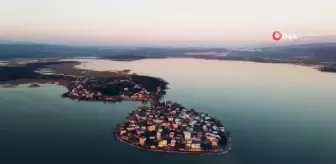 Gölyazı'da hayran bırakan gün batımı manzarası