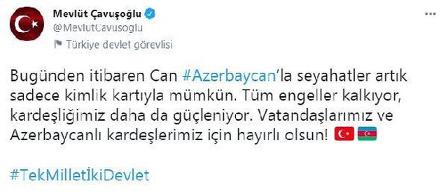 Türkiye ile Azerbaycan arasında kimlikle seyahat dönemi başladı