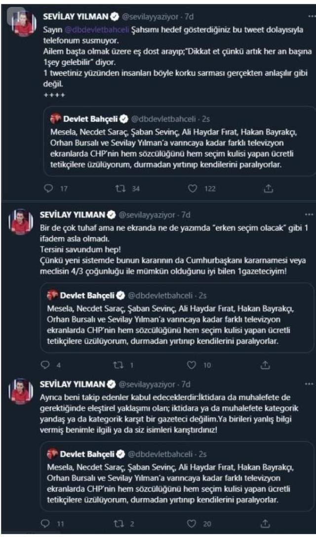 Devlet Bahçeli'nin adını vererek tepki gösterdiği Sevilay Yılman: Korku sardı, telefonlarım susmuyor