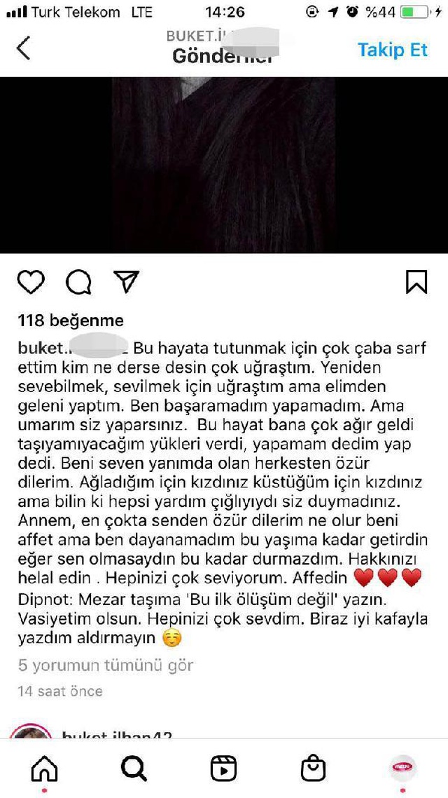 Yol kenarında ölü bulunan Buket'in 'Vasiyetim olsun' mesajı ortaya çıktı Yol kenarında ölü bulunan Buket'in 'Vasiyetim olsun' mesajı ortaya çıktı