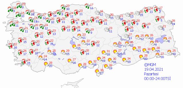 Pazartesi günü İstanbul dahil 43 ilde sağanak yağış bekleniyor
