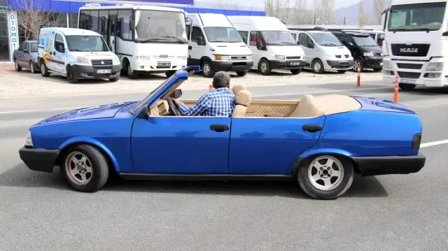 Görenler gözlerine inanamıyor! Hurda otomobil, üstü açık lüks otomobile döndü