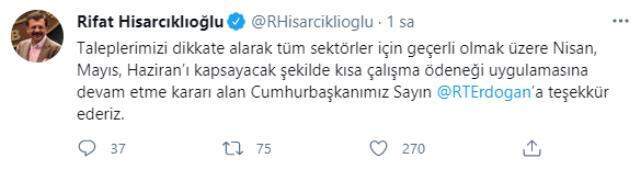 'Kısa çalışma ödeneği'nin uzatılması, iş dünyası ile esnaf ve sanatkar temsilcilerini sevindirdi 'Kısa çalışma ödeneği'nin uzatılması, iş dünyası ile esnaf ve sanatkar temsilcilerini sevindirdi
