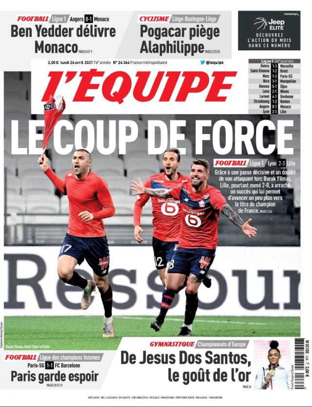 Fransa'da manşetleri Burak süsledi, ülkenin en önemli spor gazetesi L'Equipe, 'Türk yıldız sayesinde şampiyonluğa' başlığını attı