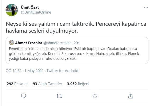 Ümit Özat'a 'Hain, alçak' diyen gazeteci Ahmet Ercanlar'a aynı sertlikte yanıt: Yalıtımlı cam takdırdık da havlama sesi duyulmuyor