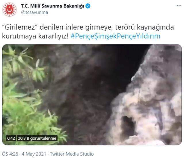 Milli Savunma Bakanlığı paylaştı: Mehmetçik'in terörden temizlediği mağaralar kamerada