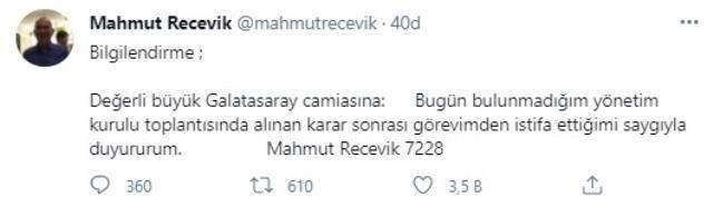 Galatasaray'da iptal edilen başkanlık seçiminin ardından Mustafa Recevik ile Emre Erdoğan istifa etti