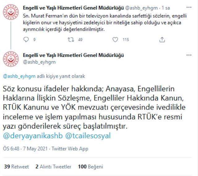 Enflasyonu engelli çocuklara benzeten Prof. Murat Ferman için RTÜK'e başvuru Enflasyonu engelli çocuklara benzeten Prof. Murat Ferman için RTÜK'e başvuru