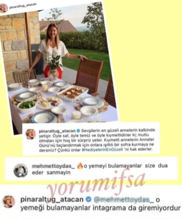Pınar Altuğ, yemek masasını paylaştığı için kendisini eleştiren takipçisiyle kapıştı