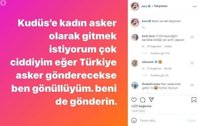 Eline silah alıp poz veren Ciciş Esra Ersoy'dan dikkat çeken çıkış: Kadın asker olarak Kudüs'e gitmek istiyorum