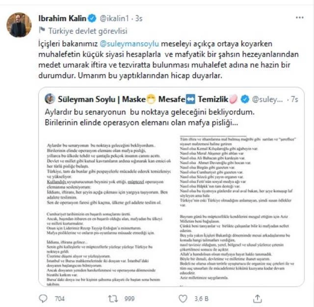 Sedat Peker'in Bakan Soylu ile ilgili iddialarına Cumhurbaşkanlığı'ndan ve AK Parti'den ilk yorum: Şiddetle kınıyoruz!