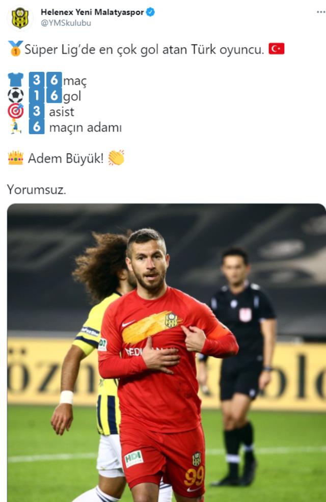 Ligde en fazla gol atan yerli futbolcu Adem Büyük'ü Milli Takım'a almayan Şenol Güneş'e sert gönderme