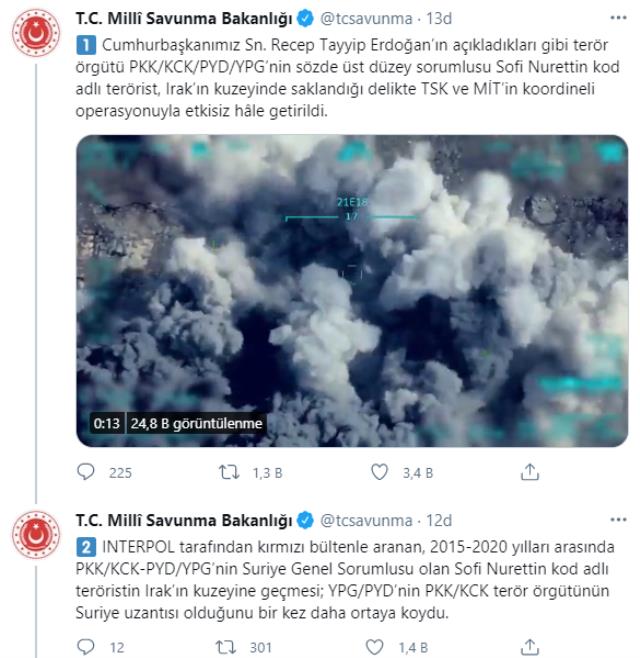 Son dakika! Milli Savunma Bakanlığı, PKK'nın Suriye sorumlusunun vurulma anı görüntülerini paylaştı
