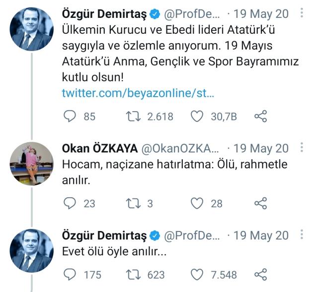Takipçisi 'Naçizane hatırlatma' dedi, Prof. Demirtaş'ın 'Atatürk' cevabı sosyal medyada gündem oldu