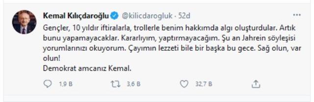 Rekor kıran canlı yayının yorumlarını okuyan Kılıçdaroğlu mest oldu: Çayımın lezzeti bile bir başka