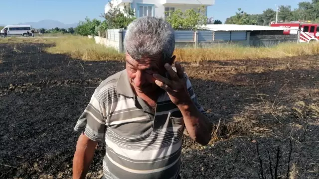 Tarlada çıkan yangın 4 dönüm alanı kül etti, tarla sahibini gözyaşlarına boğuldu