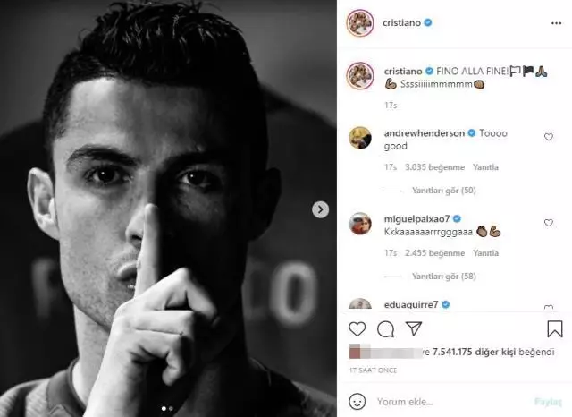 Cristiano Ronaldo'dan, Juventus'tan ayrılacağı iddialarına yanıt: 'Sus' işareti yaptığı fotoğrafı paylaştı Cristiano Ronaldo'dan, Juventus'tan ayrılacağı iddialarına yanıt: 'Sus' işareti yaptığı fotoğrafı paylaştı