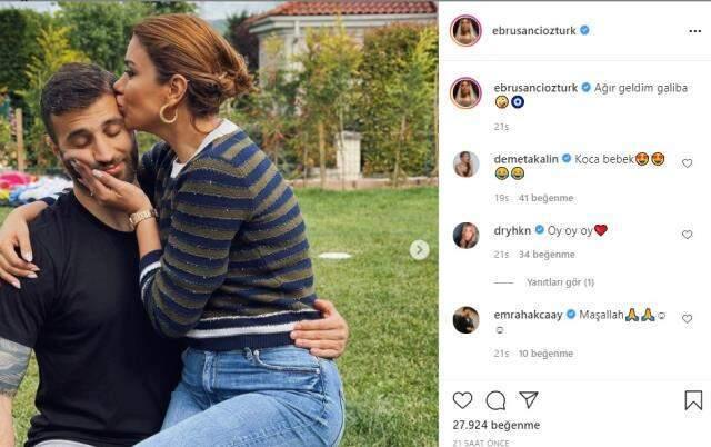 Galatasaray'ın yeni yengesinden olay paylaşım! Ebru Şancı, Alpaslan'ı öpücüklere boğdu