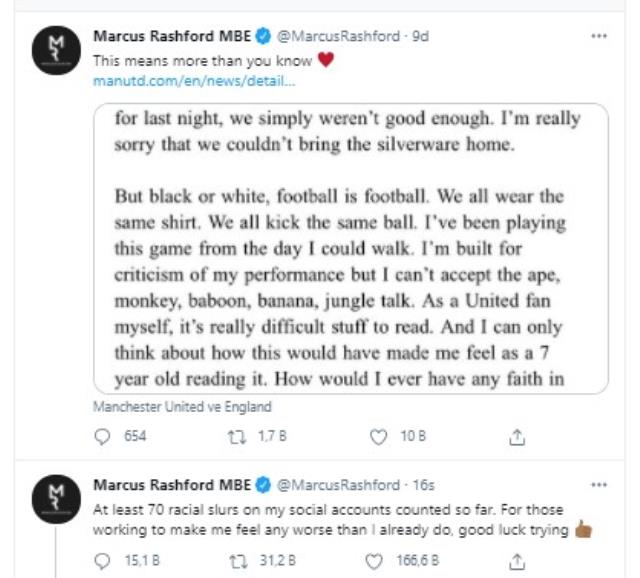Matematik öğretmeninden Rashford'a ırkçı saldırı! Sosyal medya İngiliz yıldız için ayağa kalktı