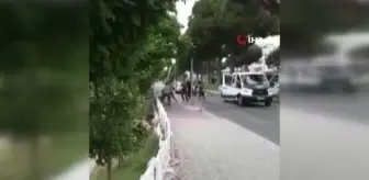 Şehir merkezinde piknik tüplü meydan muharebesi gibi kavga kamerada