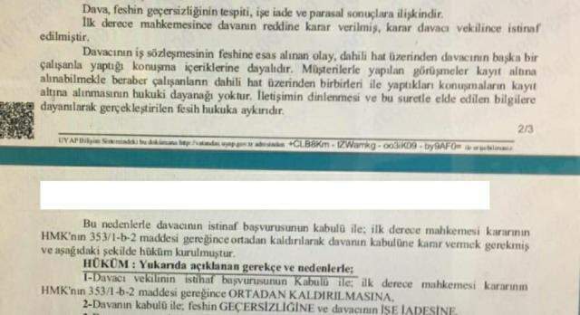 Mahkemeden emsal karar! Bankanın personel telefonunu dinlemesi hukuka aykırı bulundu Mahkemeden emsal karar! Bankanın personel telefonunu dinlemesi hukuka aykırı bulundu