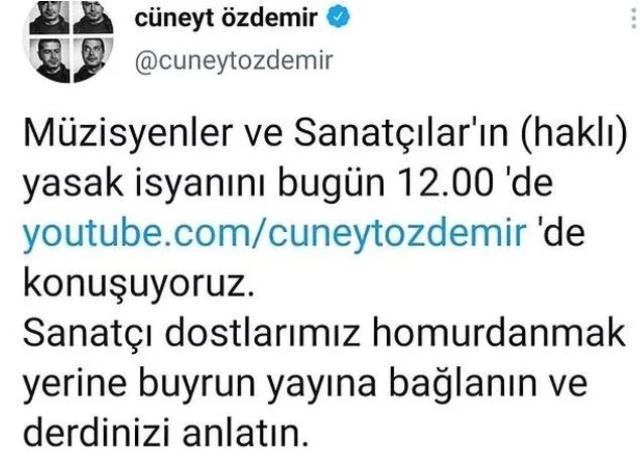 Çalışamadıkları için sitem eden ünlülere 'Homurdanmayın' diyen Cüneyt Özdemir, tepkilerin ardından geri adım attı