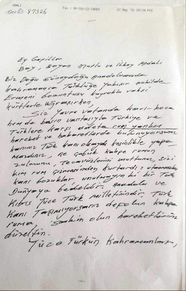 Kutlu Adalı cinayetinde yeni gelişme! Kendisine gönderilen tehdit mektubu ortaya çıktı Kutlu Adalı cinayetinde yeni gelişme! Kendisine gönderilen tehdit mektubu ortaya çıktı