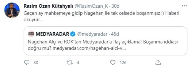 Rasim Ozan Kütahyalı, Nagehan Alçı ile boşandıkları iddiasını yalanladı