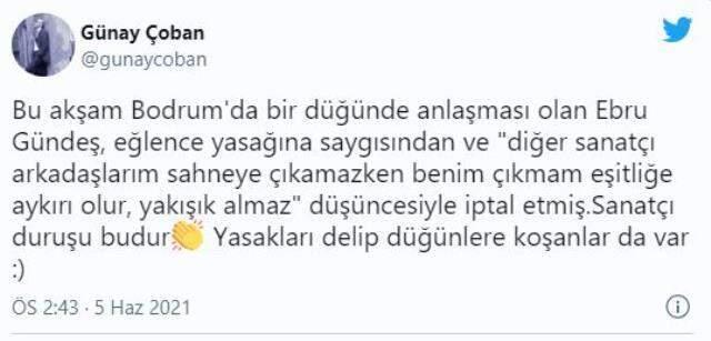 Ebru Gündeş 'Diğer arkadaşlarıma ayıp olur' diyerek düğünde sahne almadı