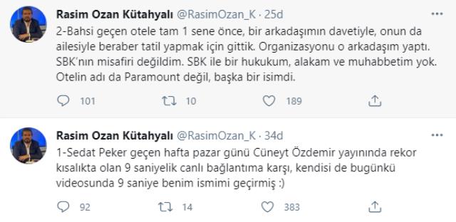 Rasim Ozan'dan Sedat Peker'in iddiasına yanıt: Bahsi geçen otele bir arkadaşımın davetiyle gittik, Sezgin Baran Korkmaz'ın misafiri değildim