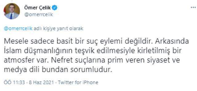 Kanada'da Müslüman aileye yapılan saldırıyla ilgili AK Parti Sözcüsü Ömer Çelik'ten tepki: Bu saldırıları İslam düşmanlığından ayrı göremeyiz