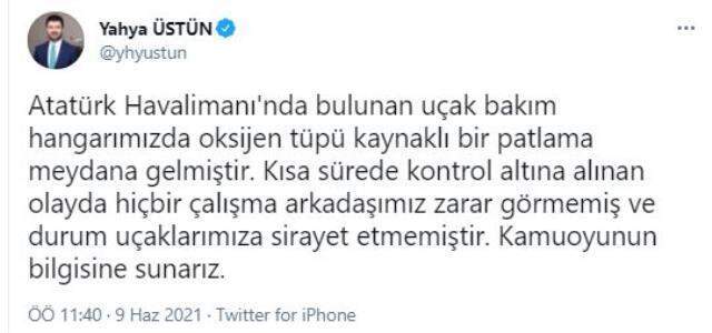 Atatürk Hava Limanı'nda patlayan oksijen tüpü korkuttu Atatürk Hava Limanı'nda patlayan oksijen tüpü korkuttu
