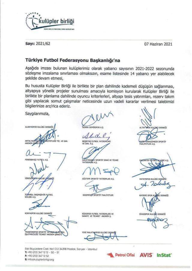 Kulüpler Birliği yabancı kuralının değişmemesi için TFF'ye yazı yazdı Kulüpler Birliği yabancı kuralının değişmemesi için TFF'ye yazı yazdı