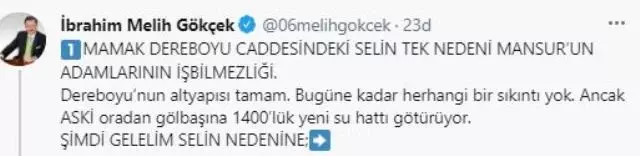 Mamak'ta yaşanan sel felaketinde yeni başkanı suçlandı! Eski başkan Melih Gökçek: 'Selin tek nedeni Mansur'un adamlarının iş bilmezliği'