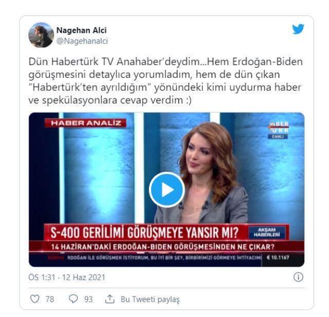 Nagehan Alçı'nın Habertürk'ten ayrıldığı iddiası